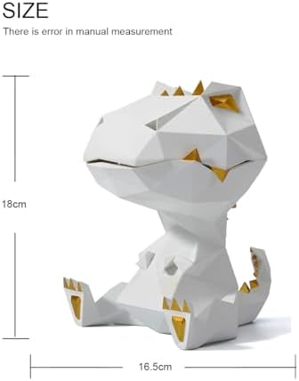 Biscoiteiras | Jarro de Biscoitos de Dinossauro – Prato de Doces – Presentes de Dino – Escultura – Decoração para Casa – Acessórios Modernos para Quarto – Arte Pop – Poliresina Branca – 18 cm