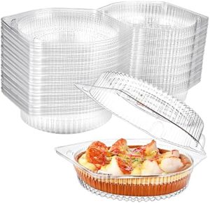 Transportadores de Bolo | 40 Peças de Recipientes Descartáveis para Tortas de 8” com Tampas – Transportador de Tortas de Plástico Transparente, Armazenamento de Tortas Redondas, Transportador de Sobremesas, Recipientes de Comida para Viagem em Estilo Clamshell para Donuts, Biscoitos, Saladas, Frutas e Legumes. Transportadores de Bolo Transportadores de Bolo