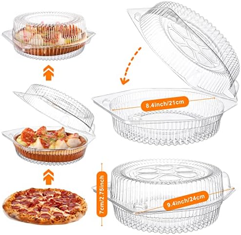 Transportadores de Bolo | 40 Peças de Recipientes Descartáveis para Tortas de 8” com Tampas – Transportador de Tortas de Plástico Transparente, Armazenamento de Tortas Redondas, Transportador de Sobremesas, Recipientes de Comida para Viagem em Estilo Clamshell para Donuts, Biscoitos, Saladas, Frutas e Legumes.