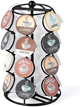 Suportes para Cápsulas de Café | Suporte para K Cup Nifty – Compatível com K-Cups, Carrossel de Cápsulas de Café | Suporte para 24 K Cups, Gira 360 Graus, Plataforma Lazy Susan, Design Moderno Preto, Organizador de Bancada de Cozinha para Casa ou Escritório Suportes para Cápsulas de Café Suportes para Cápsulas de Café